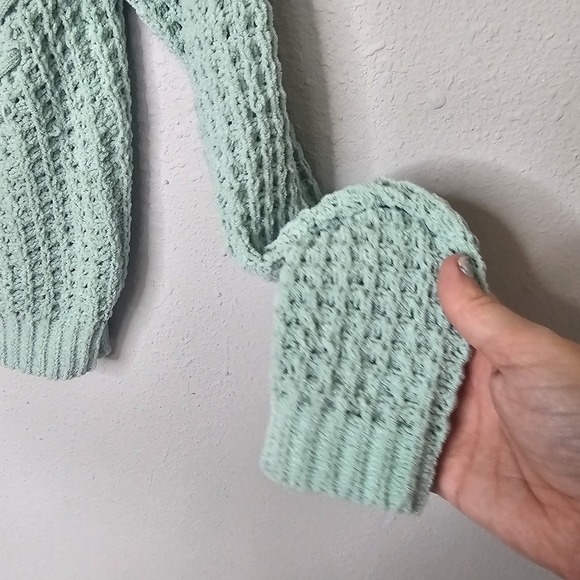 No Boundaries Light Mint Green Pullover Open Knit Sweater Size XS‎ / 1 - Picture 4 of 9
